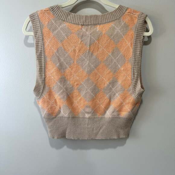 No Comment NY-LA Argyle Cropped Sweater Vest, Sz L - Picture 3 of 5